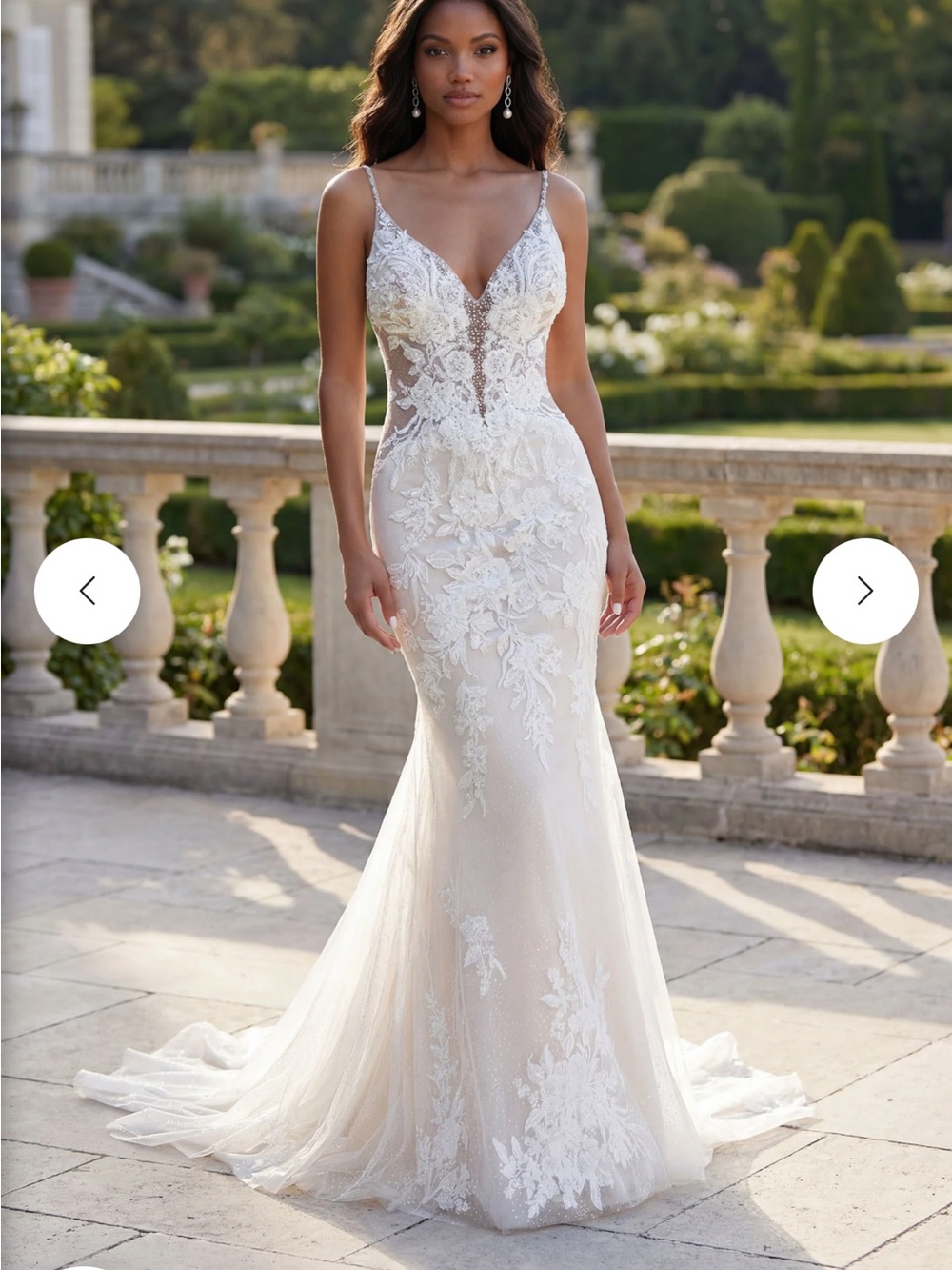 Mori Lee Ivory Lace Fit & Flare Wedding Dress with Sheer Bodice